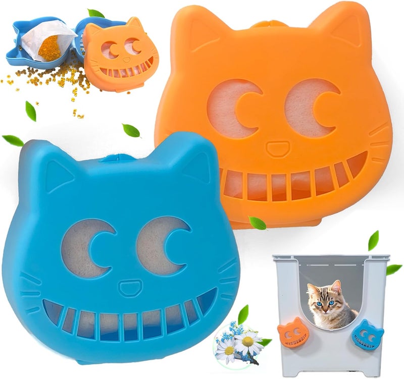 NEWKEY Cat Litter Box Deodorizer Pod, Stick-on Cat Odor Trap to Eliminates Litter Box Odors, Includes 2 OdorTrap Pod and 2 Odor Remover Refills Bags, Keep Home Fresh, Universal - Image 1